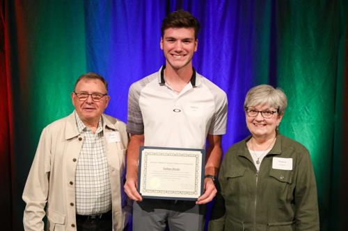 Chuck and Nancy Gargano and 2023 recipient Nathan Hawks.