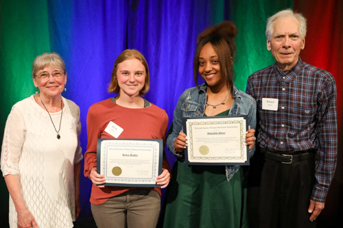 Richard and Vicki Thomas and 2023 recipients Kelsey Renfro and Makaihla Hayes.