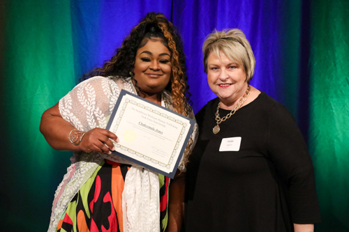 Hilda Banyon with 2023 recipient Chakeemala Jones.