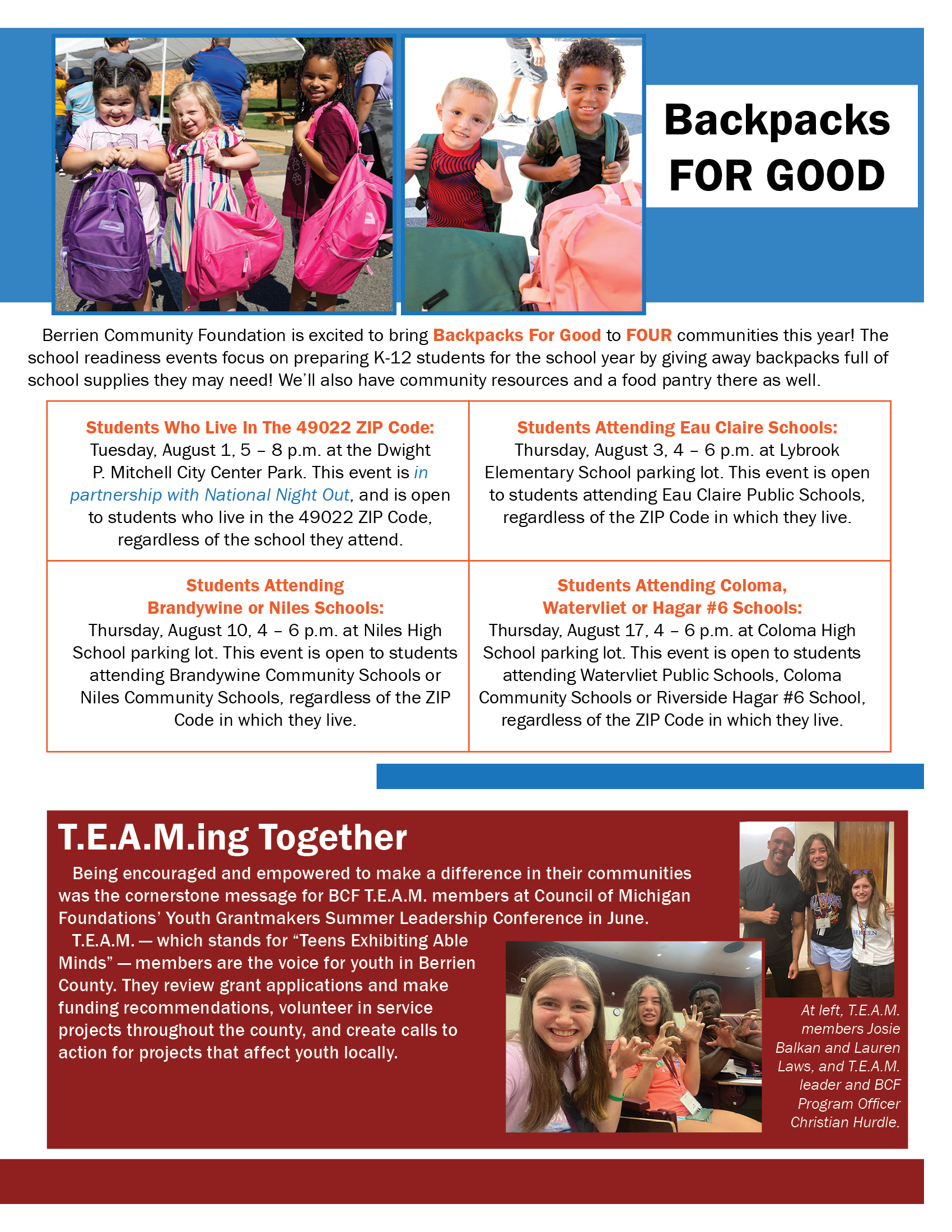 screenshot of newsletter