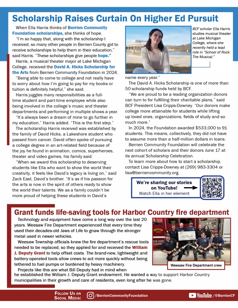 Image of page 2 of the spring 2025 newsletter. A readable version is located at the top of the page.