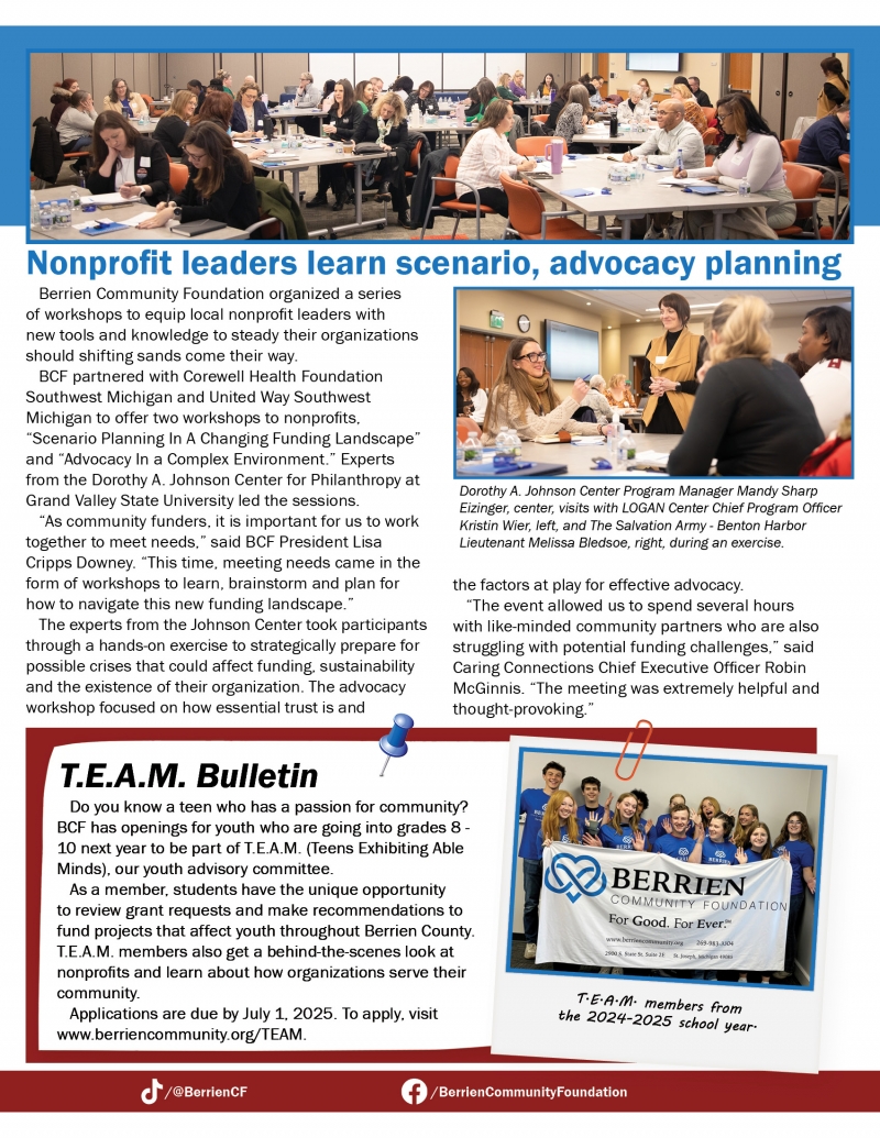 Image of page 3 of the spring 2025 newsletter. A readable version is located at the top of the page.