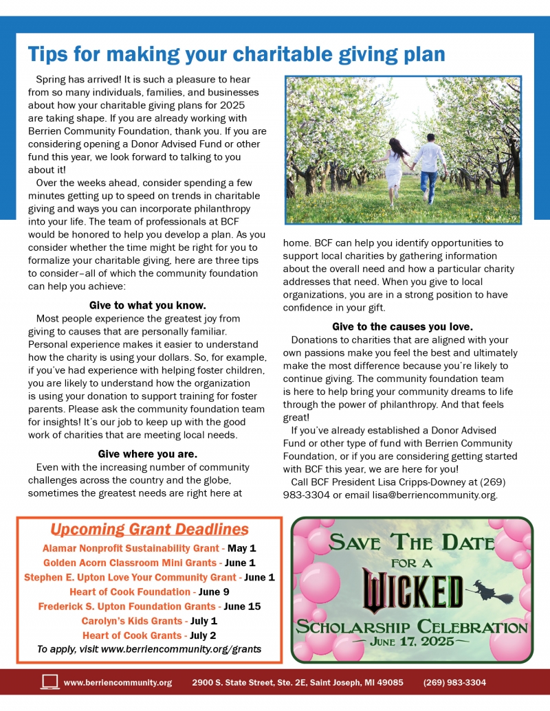 Image of page 4 of the spring 2025 newsletter. A readable version is located at the top of the page.