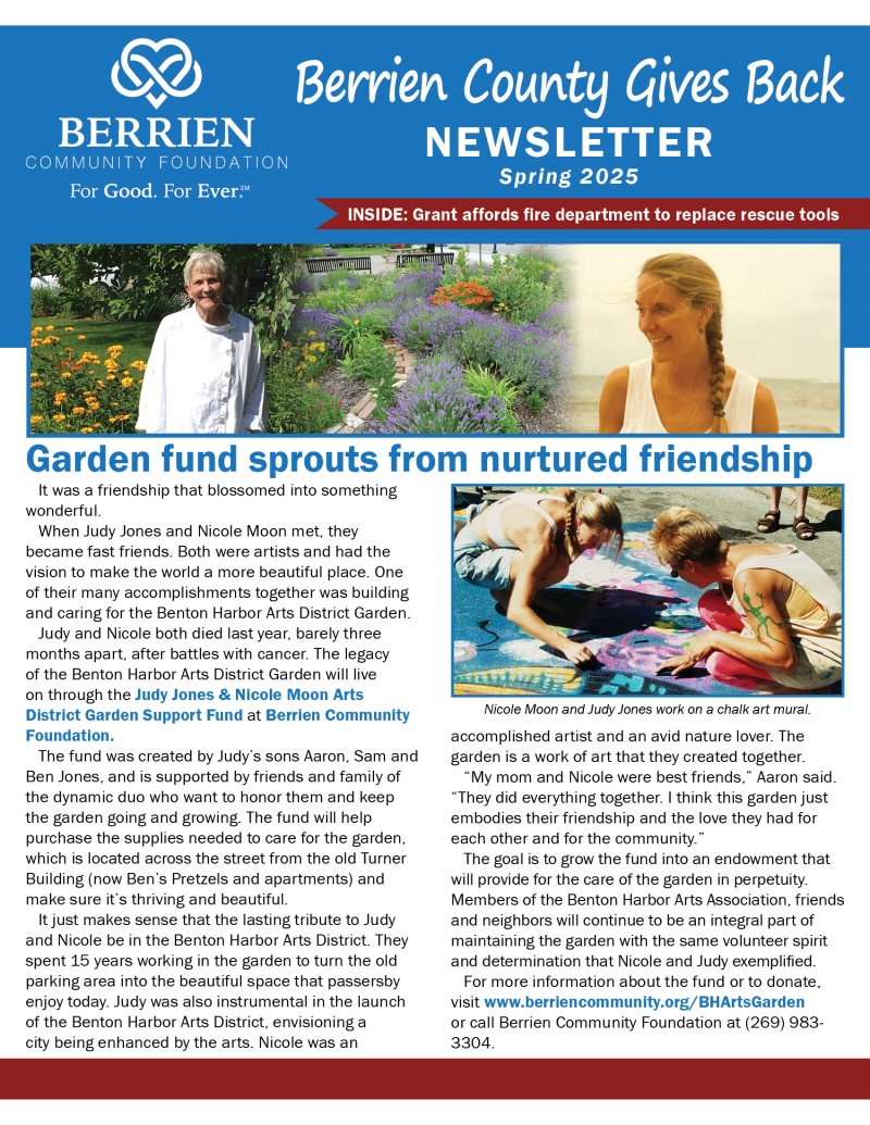 Image of page 1 of the spring 2025 newsletter. A readable version is located at the top of the page.
