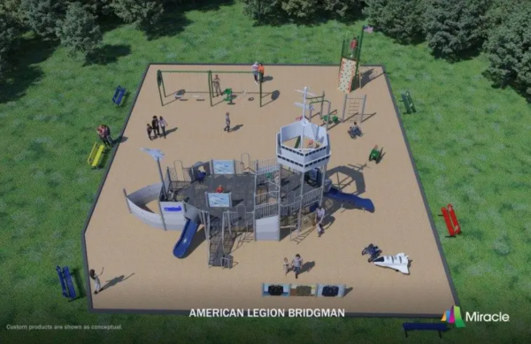 bird's eye view rendering of the playground.