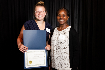 Alloyd Blackman with scholarship winner Rachel Fairchild.