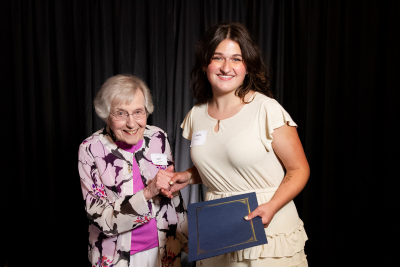 Carol Oehlhaffen with 2022 recipient Sophia Bomar. 