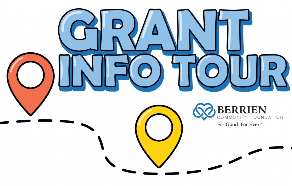 Grant Info Tour graphic that shows location pins along a dotted line.