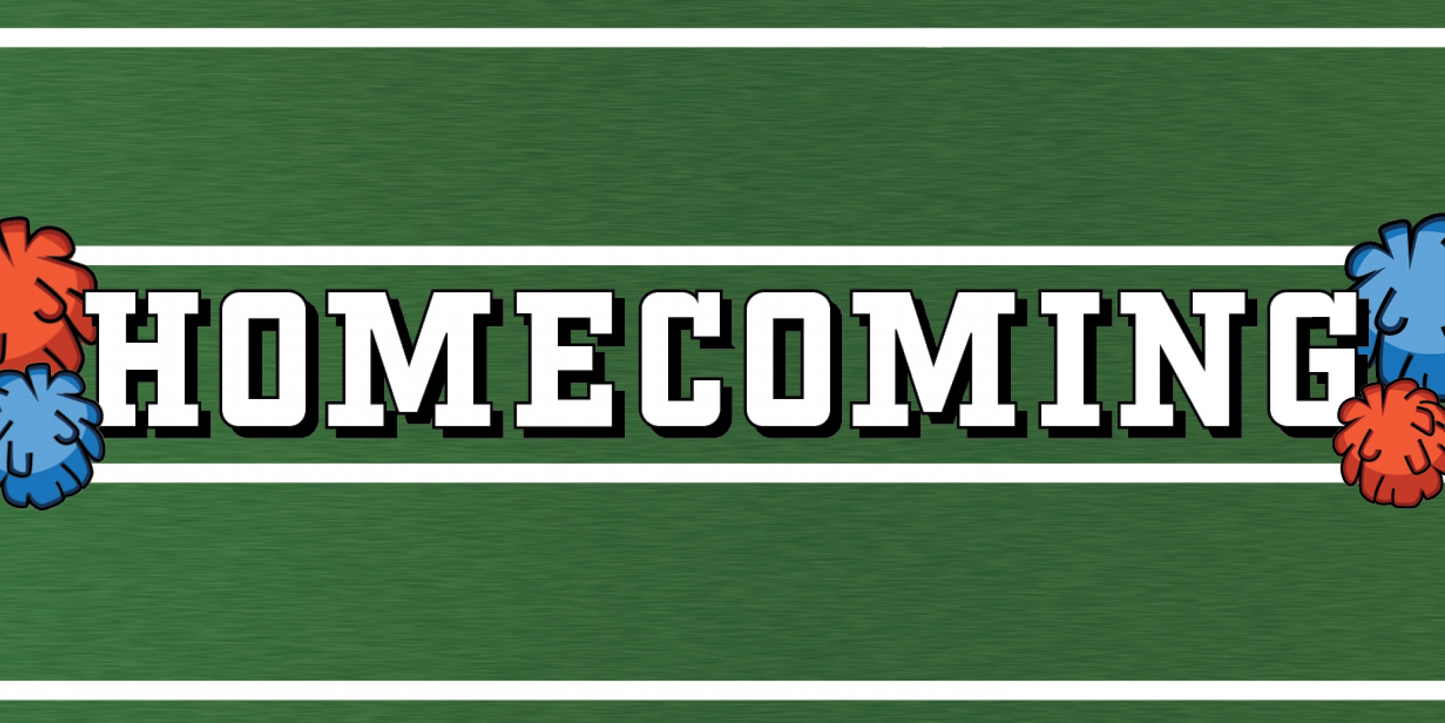 vector image of a football field with "homecoming" and pom poms.
