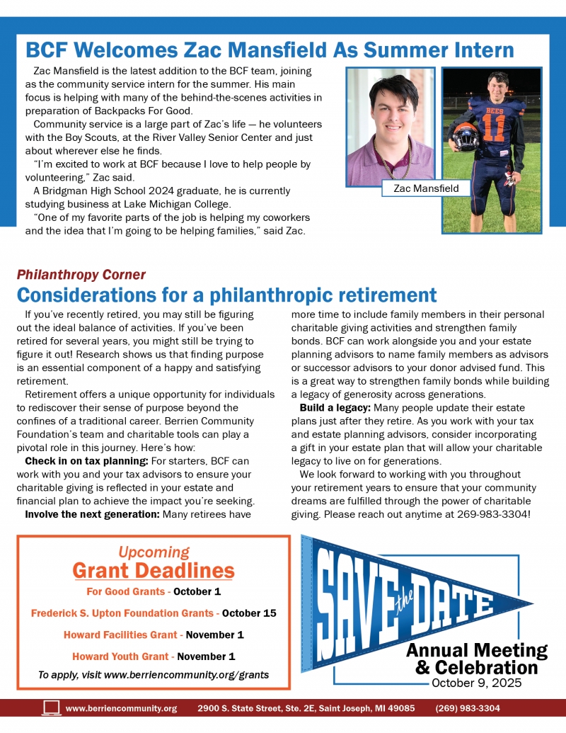 Image of page 4 of the summer 2025 newsletter. A readable version is located at the top of the page.